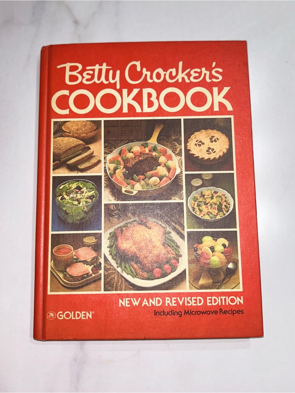Betty Crocker Red Cookbook with Food Collage